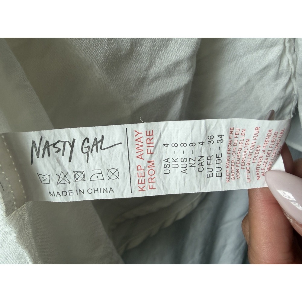 Nasty Gal Collection White Twist Front Shirt Dress Women's US 4 UK 8 - Picture 7 of 8